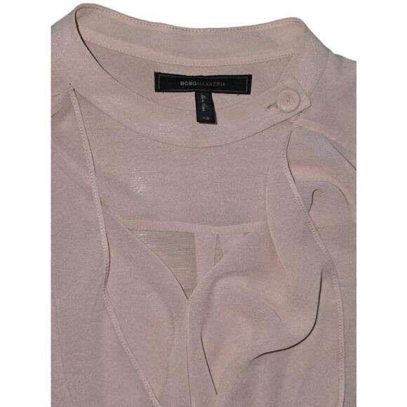 Women's BCBGeneration Pink Ruffle Trim Sheer Blouse Size XS Tunic Ruffle Top - Picture 4 of 9